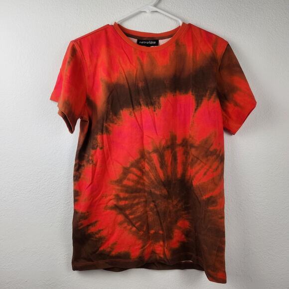 Retrofete Tie Dye T-Shirt in Sepia Orange Size Small NWT Short Sleeve - Picture 3 of 9